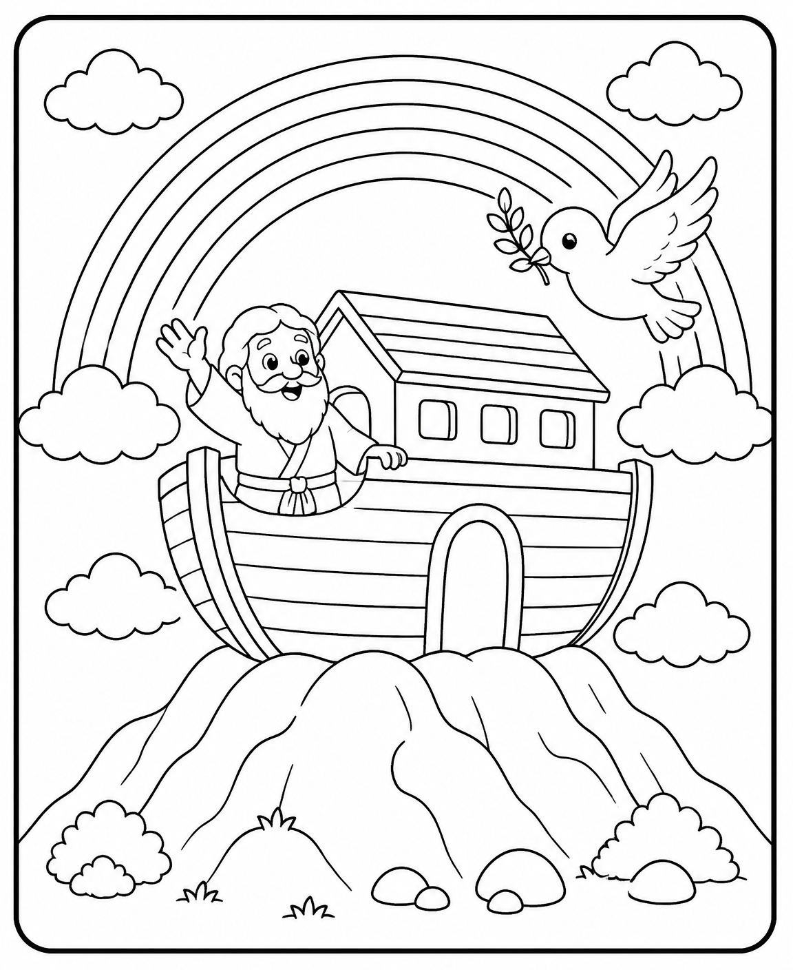 Página para colorear: El arcoíris: la promesa de Dios